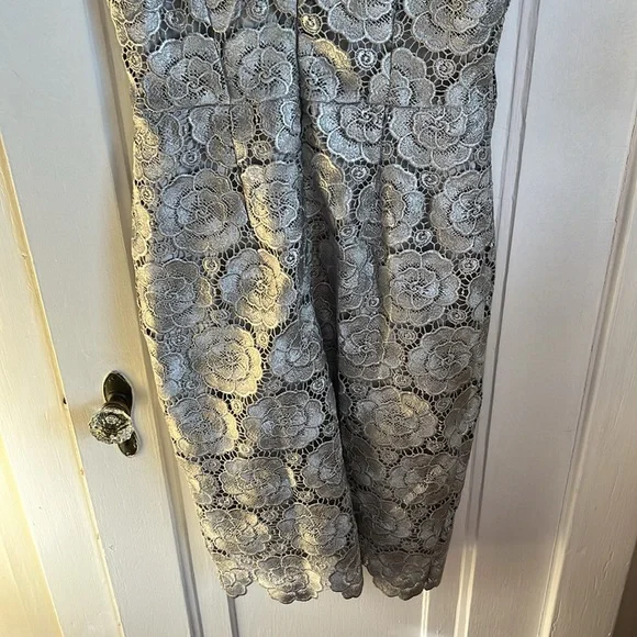BHLDN Anthropologie Silver Floral Lace Sleeveless Emmeline Dress - Picture 9 of 11